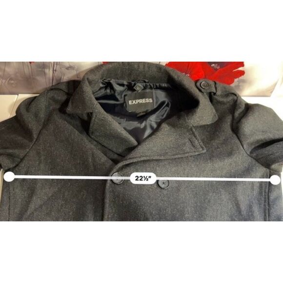 Express charcoal colored double-breasted wool blend coat. Size L(M)/XL(W) - Picture 8 of 9